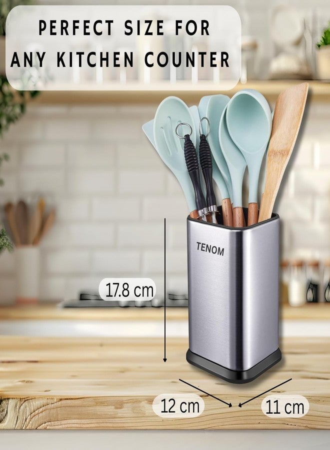 TENOM Spoon Holder, Spoon Stand For Kitchen Steel, Cutlery Stand, Spoon Organiser For Kitchen, Ladle Holder, Spatula Holder, 12 cm, 11 cm , 12 x 11 x 17.7 Centimeters - Image 3